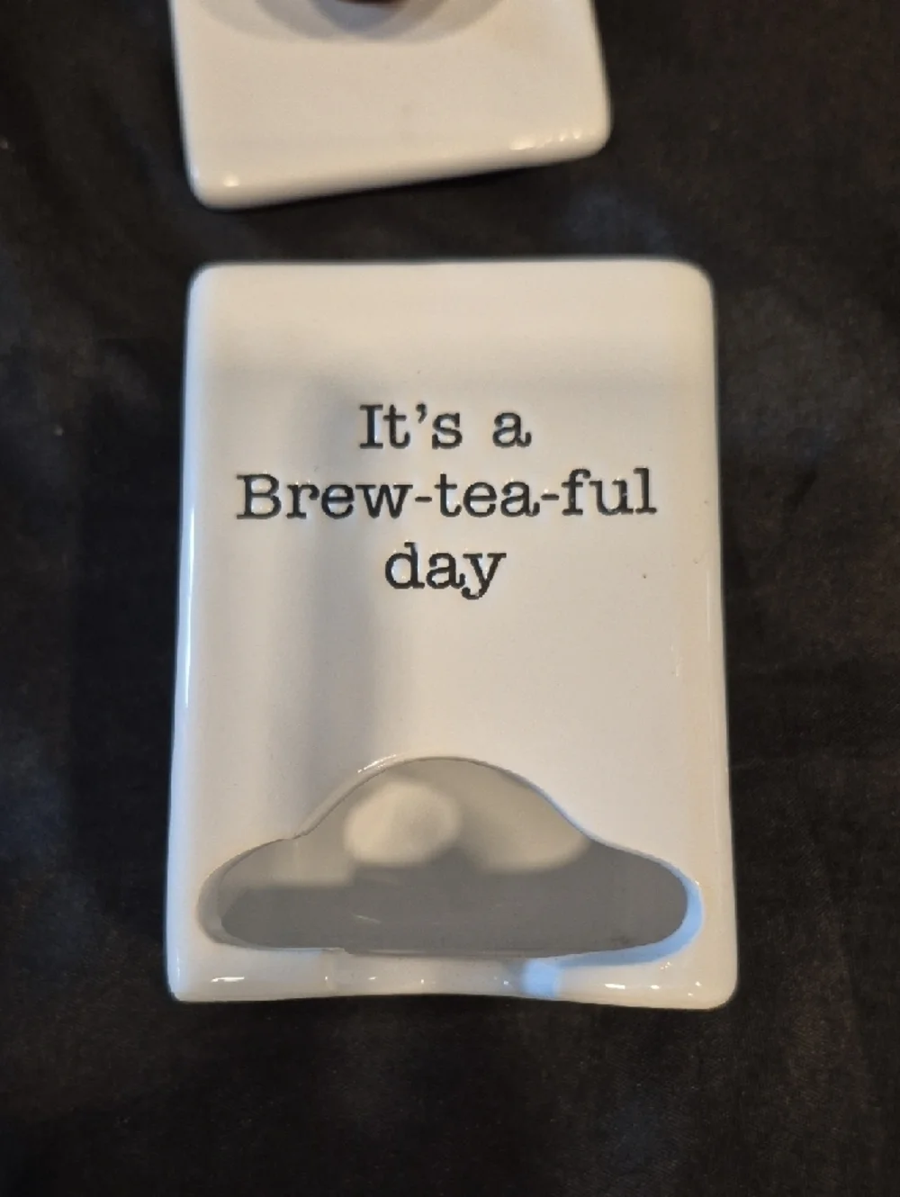 Mud Pie White Ceramic Tea Bag Caddy with Glass Knob 